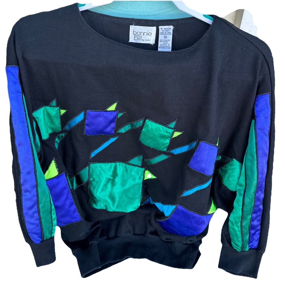 Vintage Bonnie and Bill by Holly Pullover Sweatshirt Woman Med Geometric Print